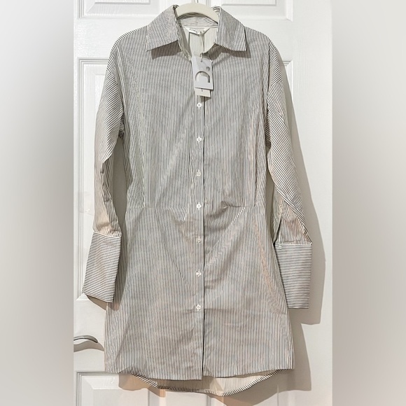 NWT - Commense White Pinstripe Shirt Mini Dress - Size XS - Picture 3 of 8